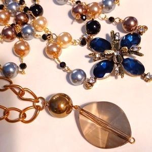 18" & 36" stunning pendant necklaces pearl, crystal, gold